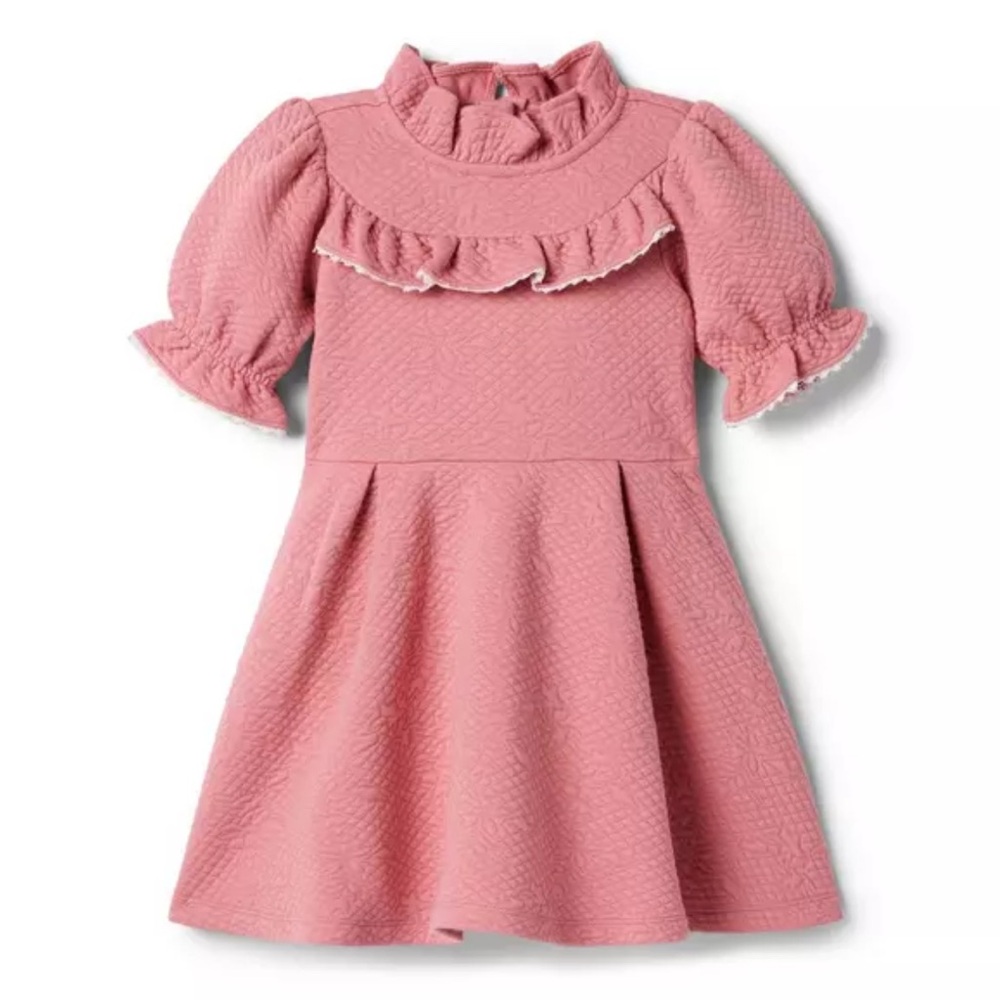 Janie and Jack Pink Quilted Textured Pink Dress‎ Sz 2T EUC
